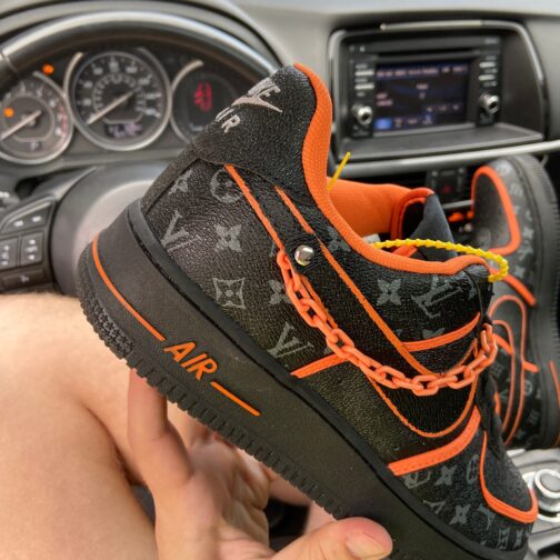 Кроссовки мужские Nike Air Force 1 Low Black Orange x LOUIS VUITTON • Space Shop UA
