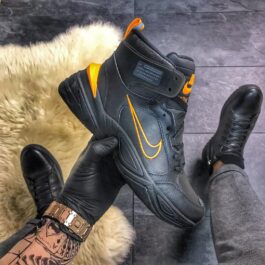 Мужские зимние кроссовки Nike M2K Tekno Black Orange (Термо)