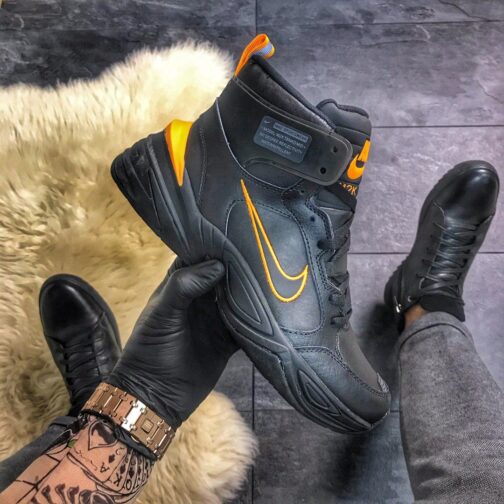 Мужские зимние кроссовки Nike M2K Tekno Black Orange (Термо) • Space Shop UA