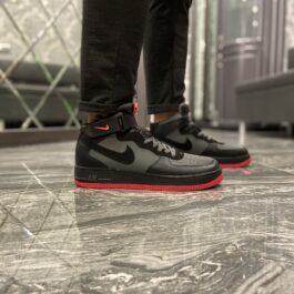 Кроссовки мужские Nike Air Force High Black Grey Red (Черный)