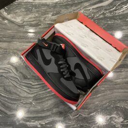 Кроссовки мужские Nike Air Force High Black Grey Red (Черный)